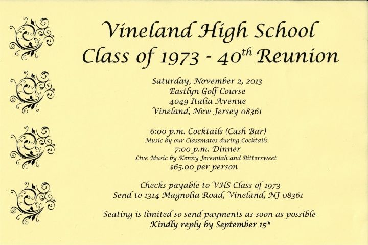 VHS Class of 73 - 40th Reunion