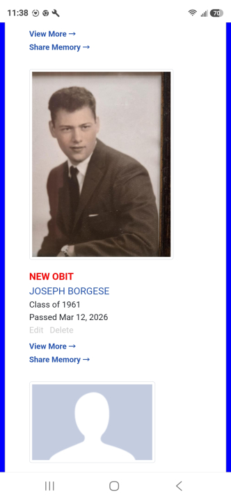PETER BORGESE - Class of 1963 - Hackensack High School