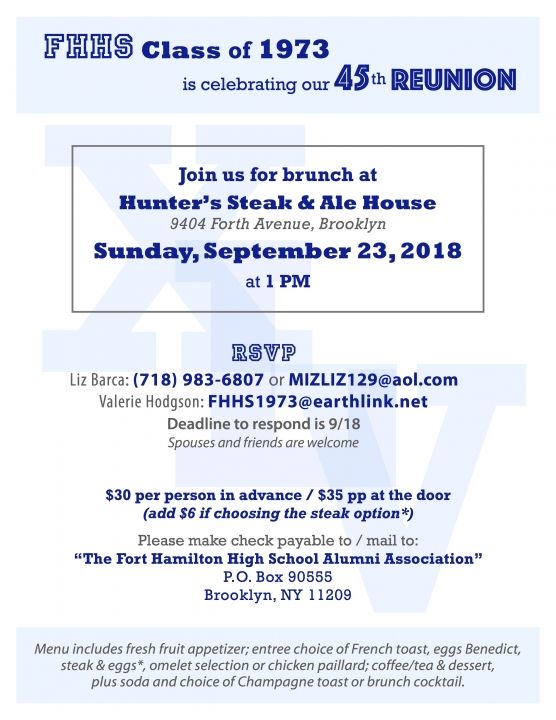 Class of 1973 45th REUNION BRUNCH