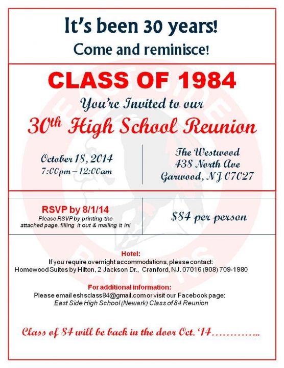 Class of 1984  30th year Reunion