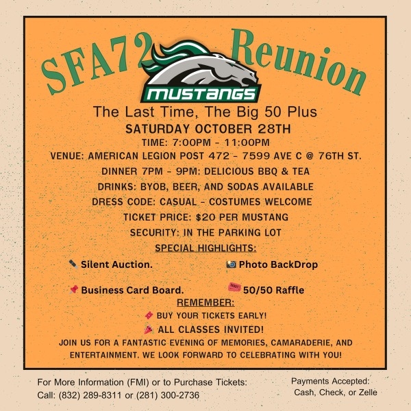 SFA 1972 Reunion - All Class Years Welcome
