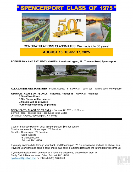 Spencerport Class of '75 Reunion Weekend