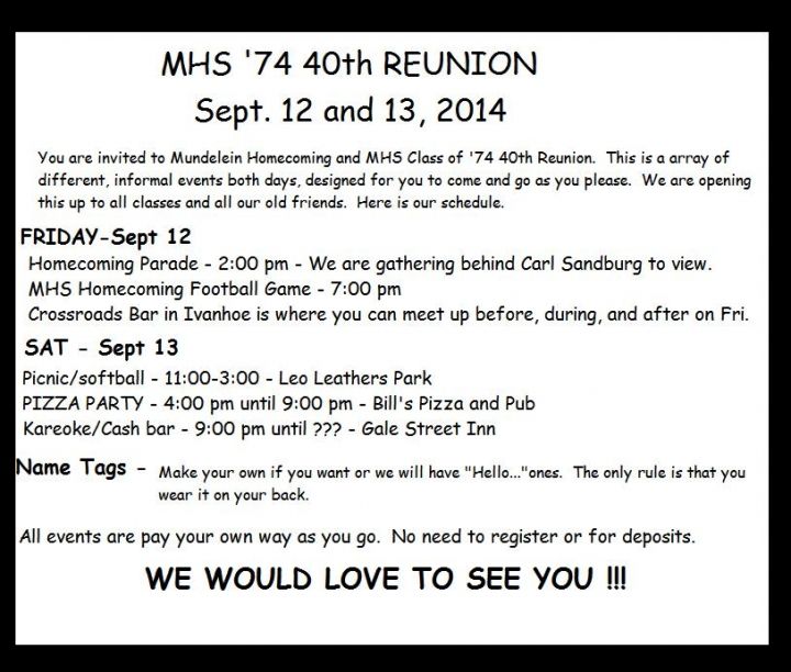 MHS Class of 74 Reunion