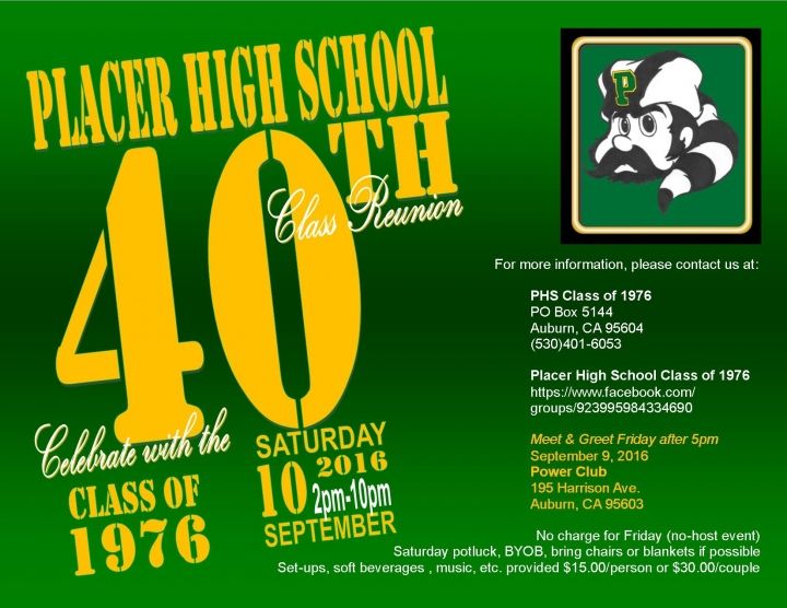 Placer High School Class of 1976  40th Reunion