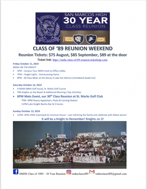 Class of 1989 - Celebration Weekend *30 Year Reunion*