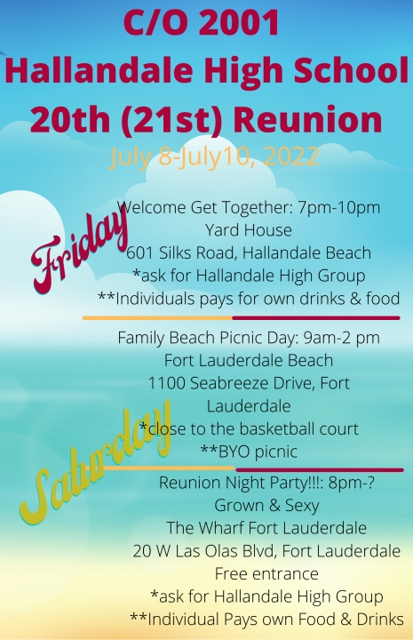 C/O 2001 Hallandale High School 21st Reunion
