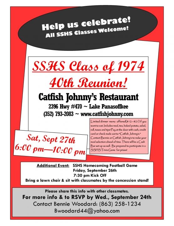The Class of 1974 40th Reunion Celebration!