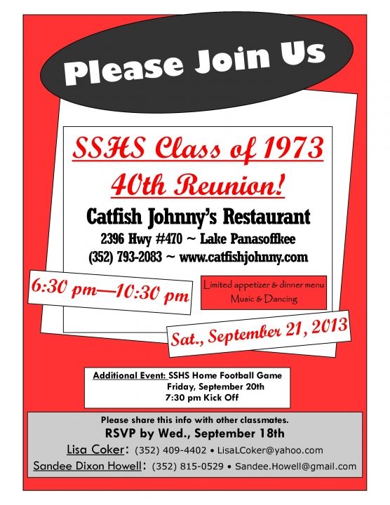 SSHS Class of 1973 40th High School Reunion