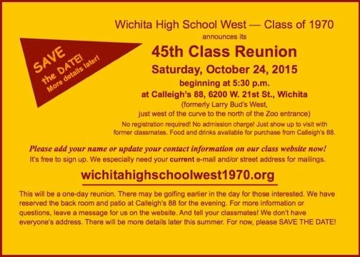 Wichita West Class of 1970--45th Reunion