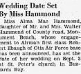 Alma Mae Hammond Wedding Date Set