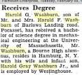 Harold Washburn Receives Degree
