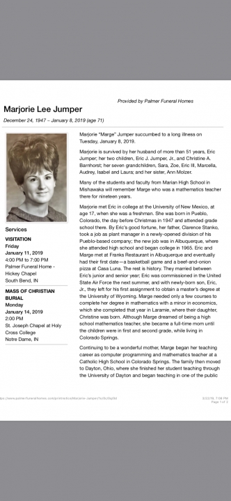 Marjorie Stanko - Class of 1965 - Sandia High School