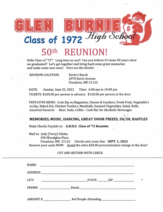 GBHS Class of 1972 50th Year REunion