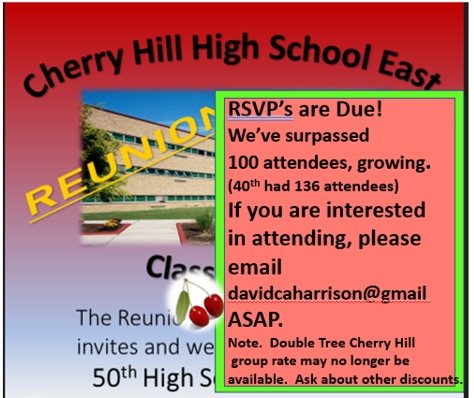 Email:  Davidcaharrison@gmail.com Rsvp'ing On This Website Does Not Count - Class of 1972 - Cherry Hill East High School