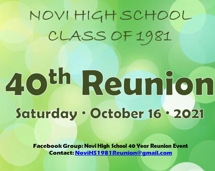 Novi Class of 1981 Reunion - 40th - $50 per person