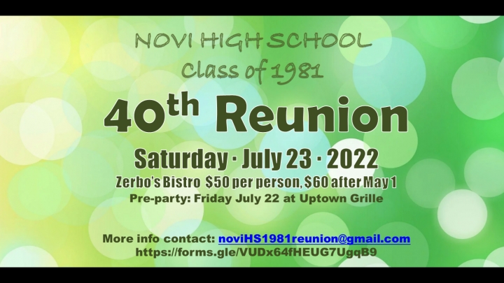 Novi Class of 1981 Reunion (40 Year)