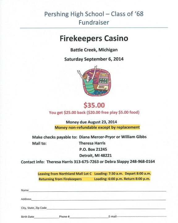 Class of 68 Firekeepers Casino Fundraiser