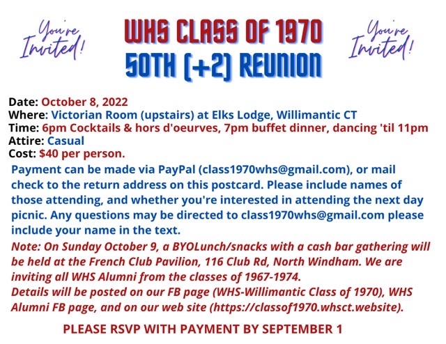 Class of 1970 50th +2 Reunion