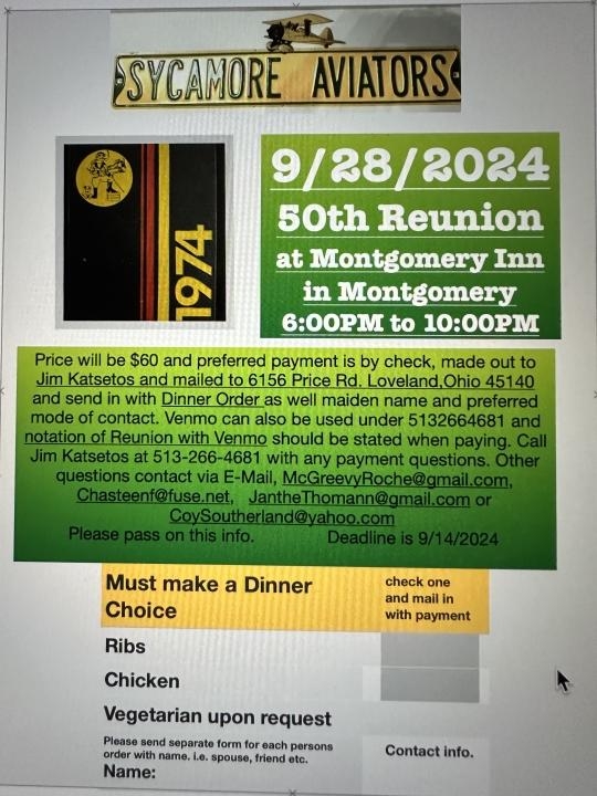 Sycamore Class of 1974 50th Reunion