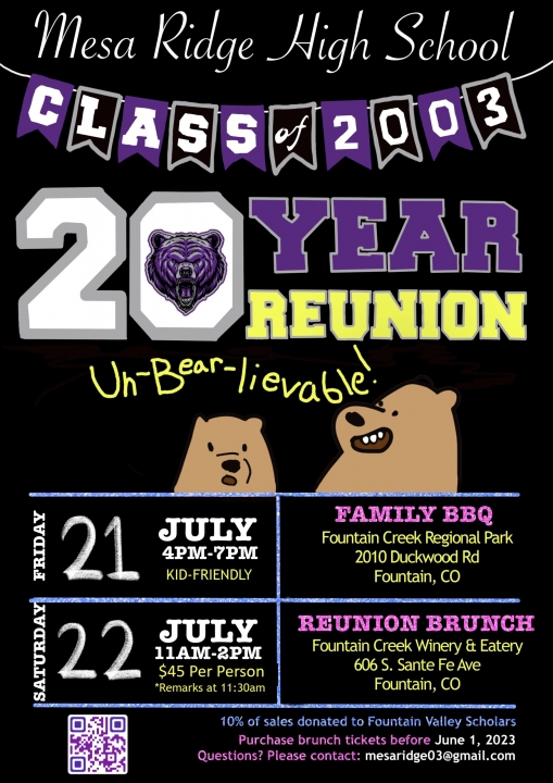 Mesa Ridge High School c/o 2003 20th Reunion!
