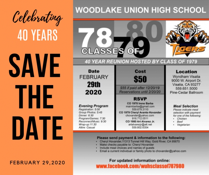 Woodlake Union High School Classes of 1978, 1979, 1980 40th Reunion