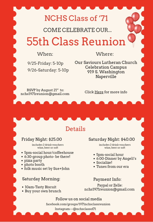 NCHS Class of 1971 55th Reunion