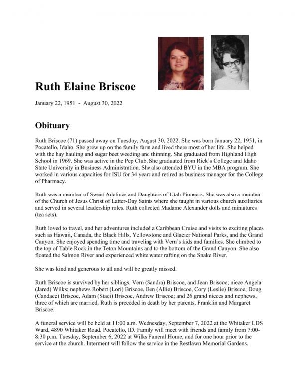 Ruth Elaine Briscoe