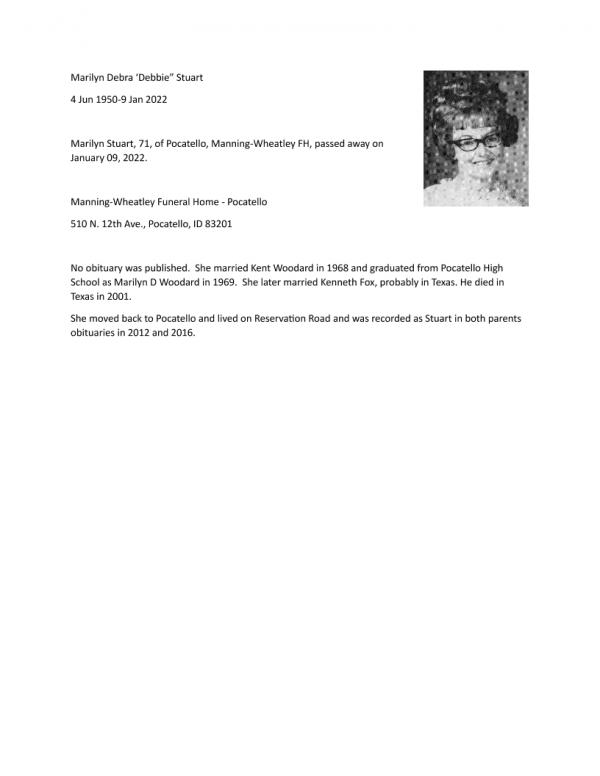 Marilyn Debra 'debbie' Stuart