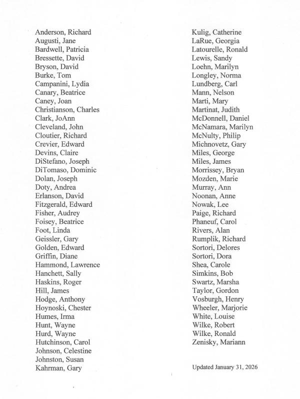 In Memoriam Class Of 1962 (to The Best Of Our Knowledge)