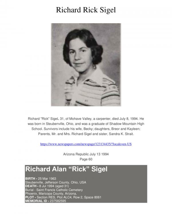 Richard Alan “rick” Sigel