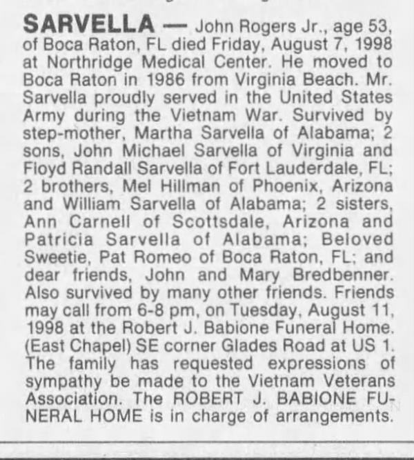 John Rogers Sarvella Jr