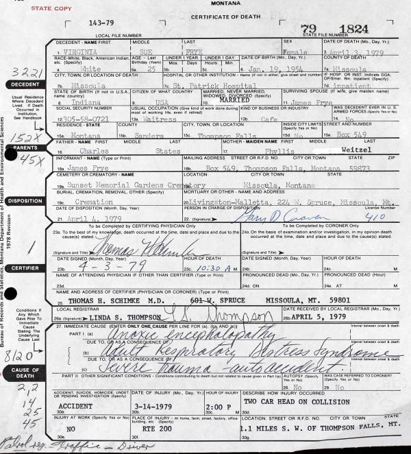 Virginia Sue (states) Frye