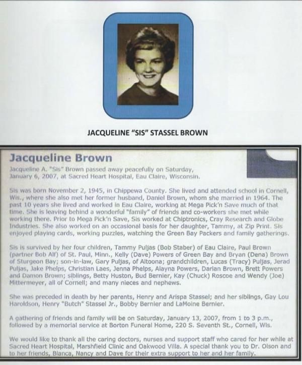 Jacqueline "sis" Stassel Brown
