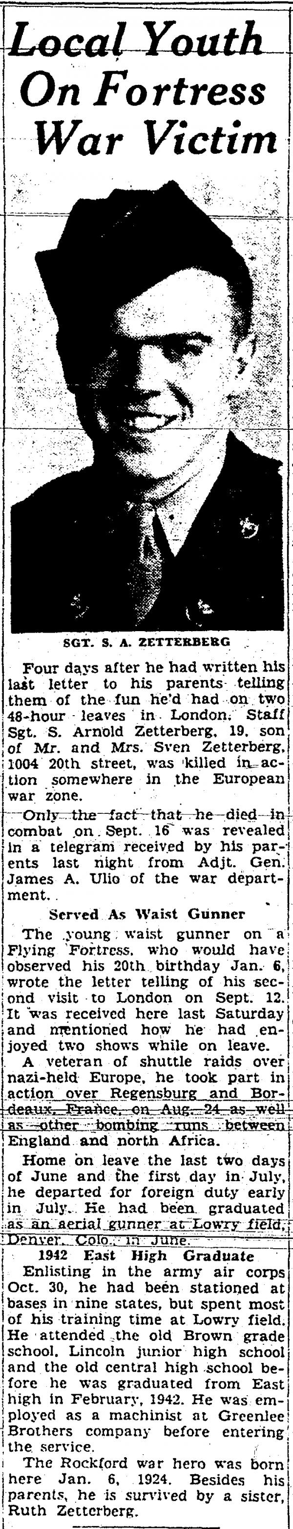 Staff Sgt. Arnold Zetterberg