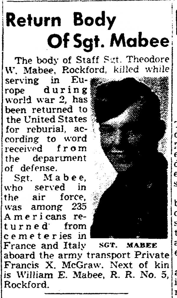 Sgt Theodore Mabee