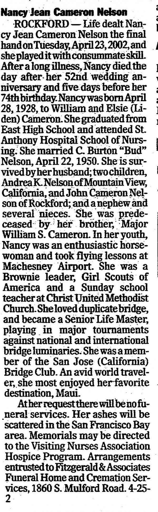 Nancy J. Cameron (nelson)