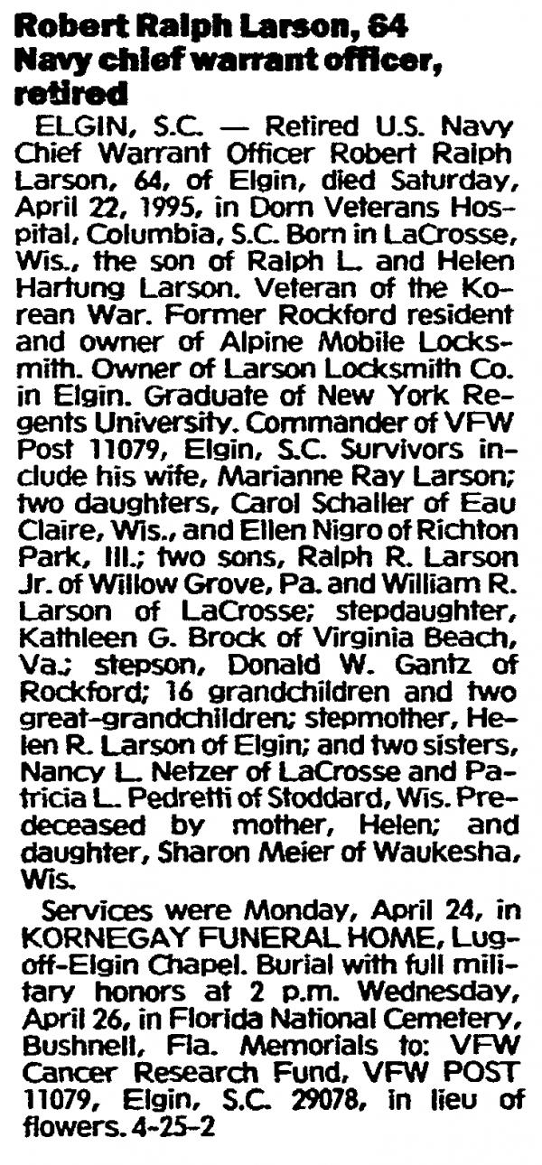 Chief Navy Warrant Officer Ralph Larson