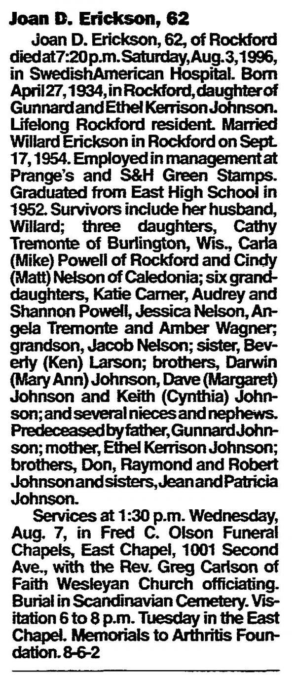 Joanne "joan" Johnson (erickson)