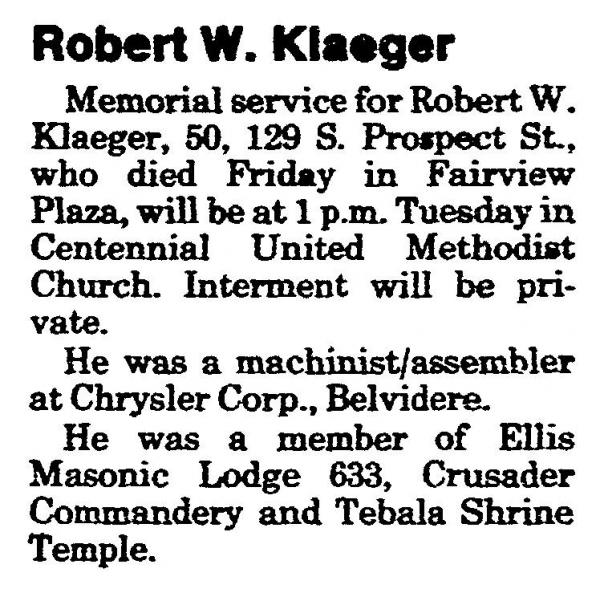 Robert "bob" Klaeger
