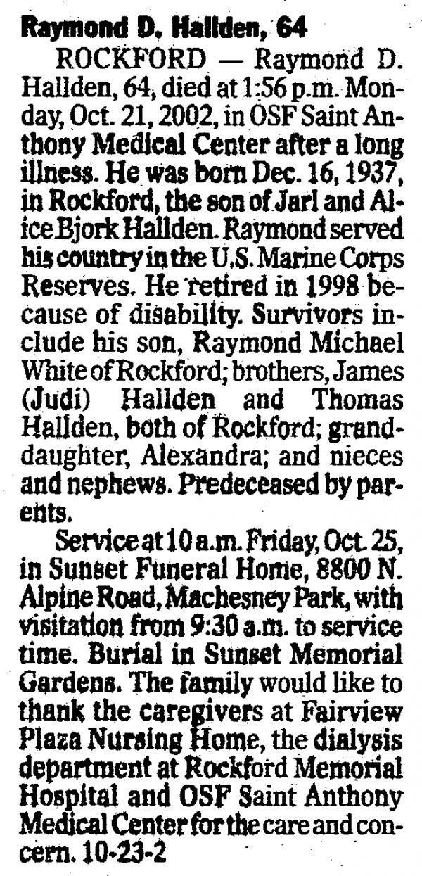 Raymond "ray" Hallden