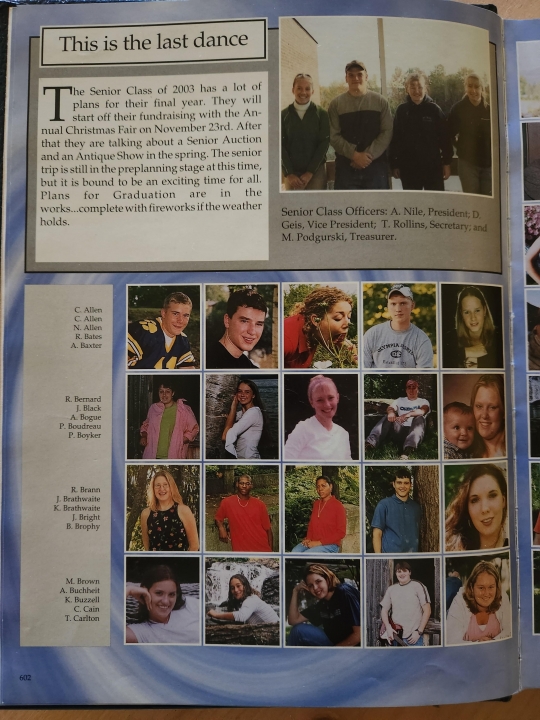2003 Yearbook senior color pages